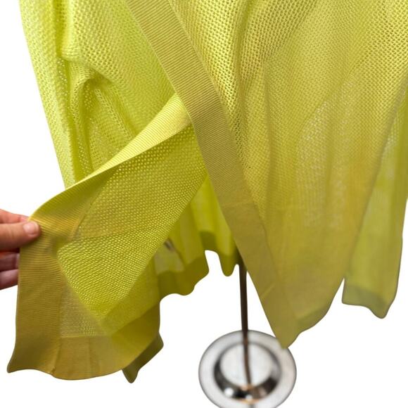 CAbi Women's Neon green Mesh thin Knit Open back pullover Size Med staple top - Picture 6 of 10